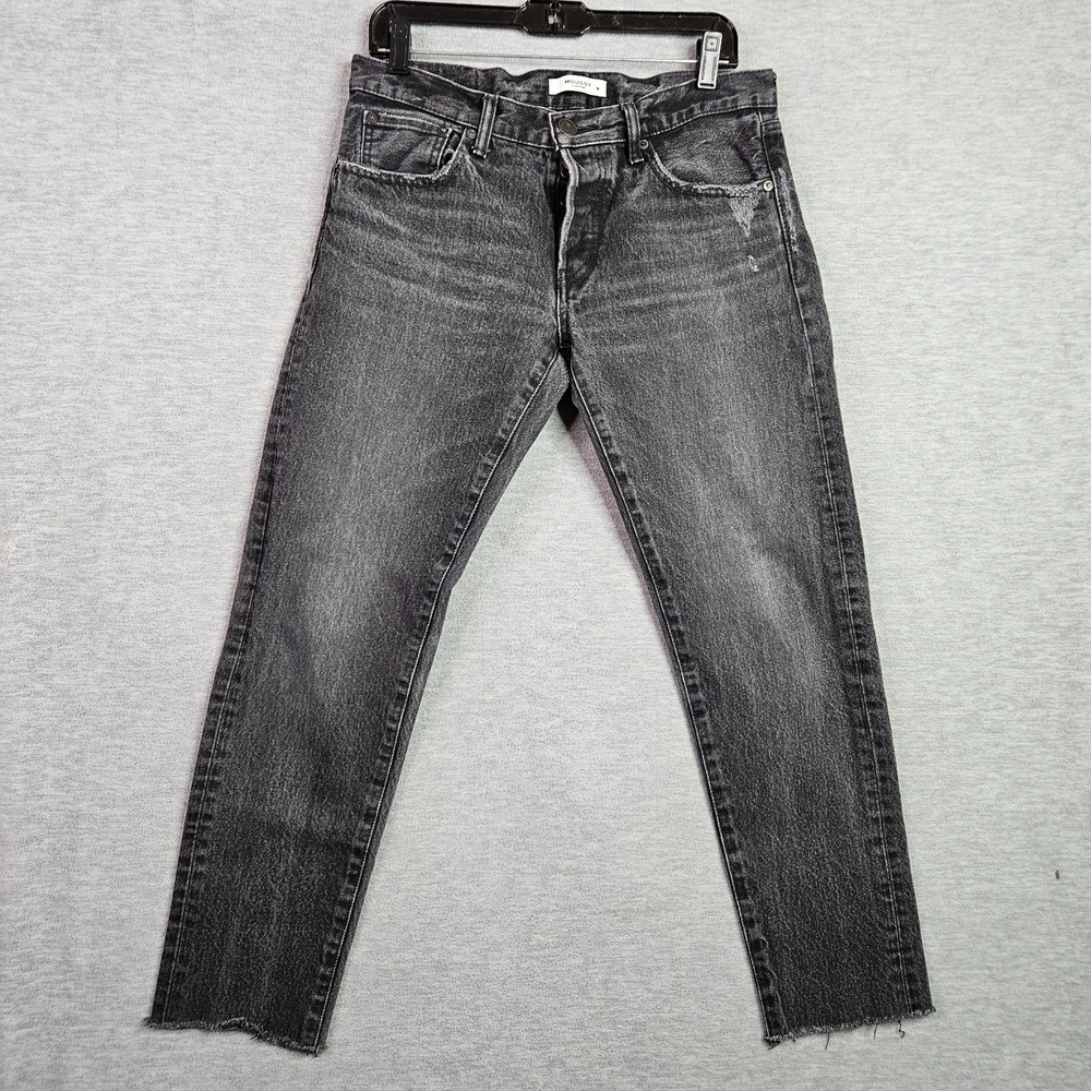 Moussy Vintage Women Size 28 Gray Black Raw Hem Straight Leg Dark Wash Jeans